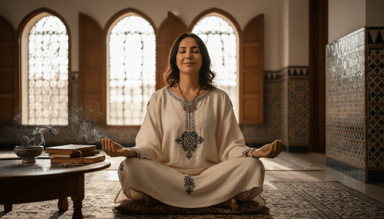 Spiritual Connector in quiet meditation with soft natural light